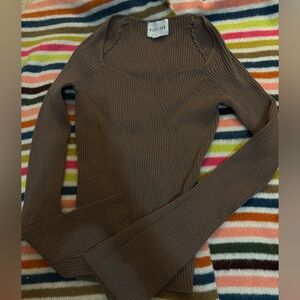 Olive & Oak Brown Ribbed Turtleneck Sweater